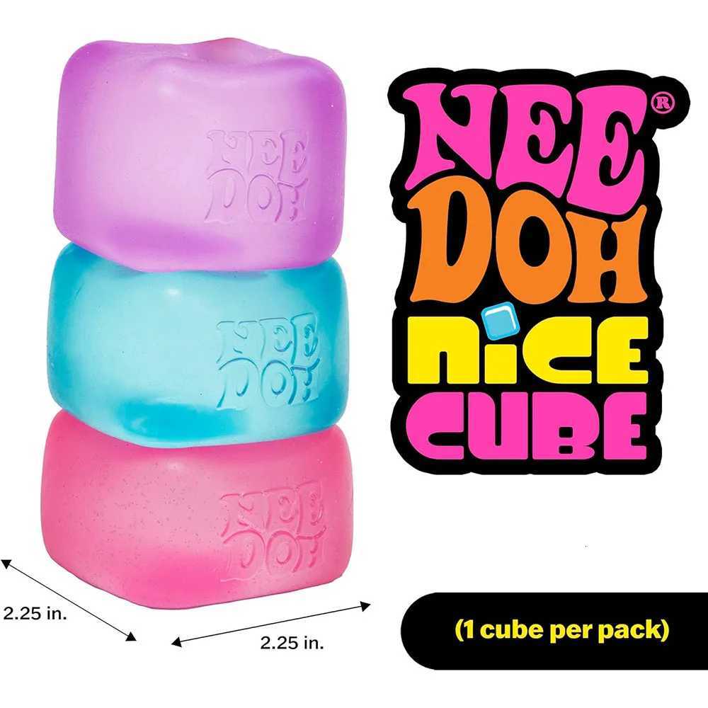 Schylling NeeDoh Nice Cube Sensory Squeeze Toy with Super Solid Squish Stress Relief Anxiety Sensory Tool - 225 Cube C260325 C260327