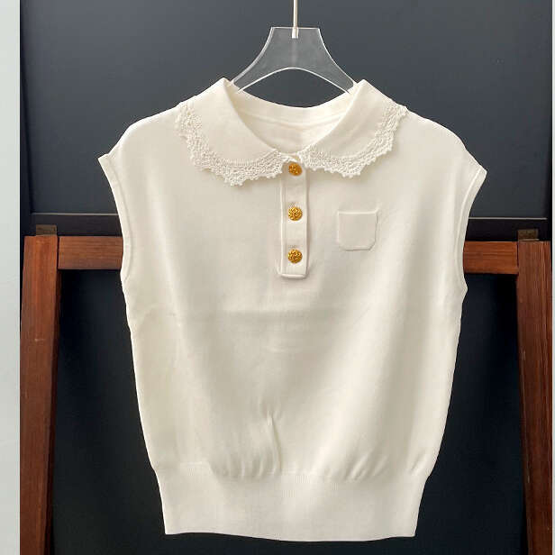 2026 Summer New Designer Sweet and Soft k30 Style Doll Neck Sleeveless Hoodie Knitted Women's Top