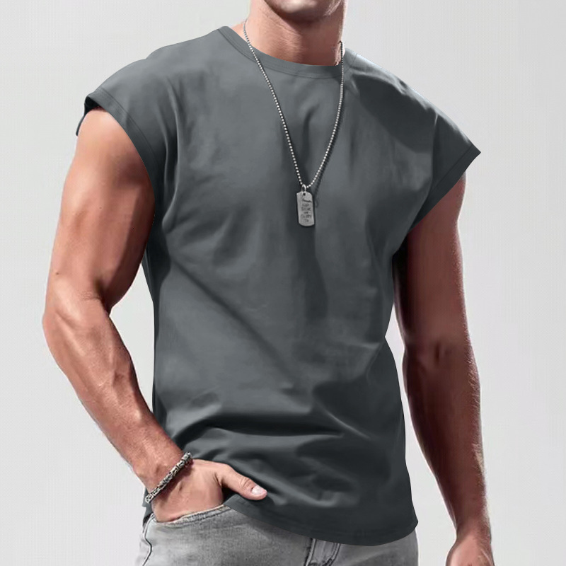 2026 Men's Summer Designer T-shirt New Sleeveless T-shirt Youth Loose Solid Polo Color Thin Designer Hoodie Vest For Men