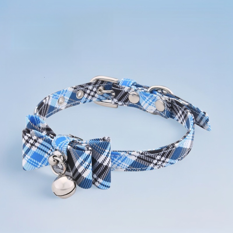 Pet Collar Outing Diagonal Mesh Bow Tie With Bell Breathable Adjustable For Small Medium Dogs Cats