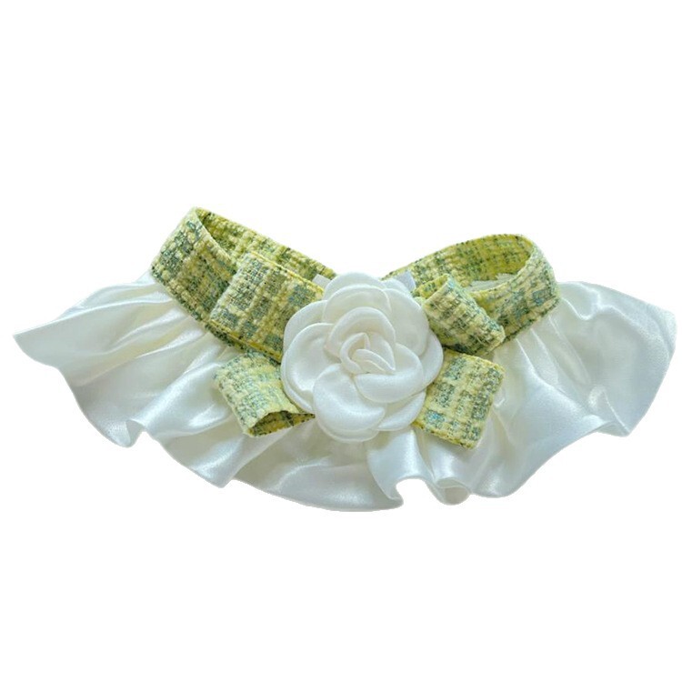 Pet Collar Bib Drool Towel Camellia Style Cute Design Soft Comfortable Decorative Neck Accessory For Dogs And Cats