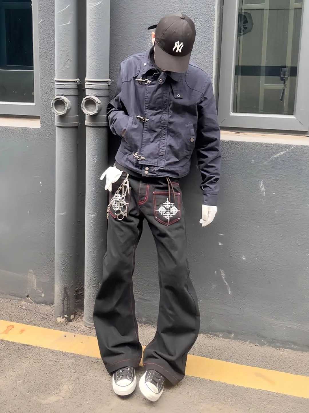 Retro American Splice ort Jaet Mens Autumn Cleanfit Workwear Top Barn Sle Worn out Jaet Youth Commute Travel C260325