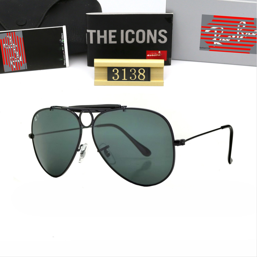 Designer sunglasses High Quality Metal Frame Pilot Sunglasses, G-15 Green Lens, UV400 Blocking, Fashionable and Comfortable Sun Glasses Gift box