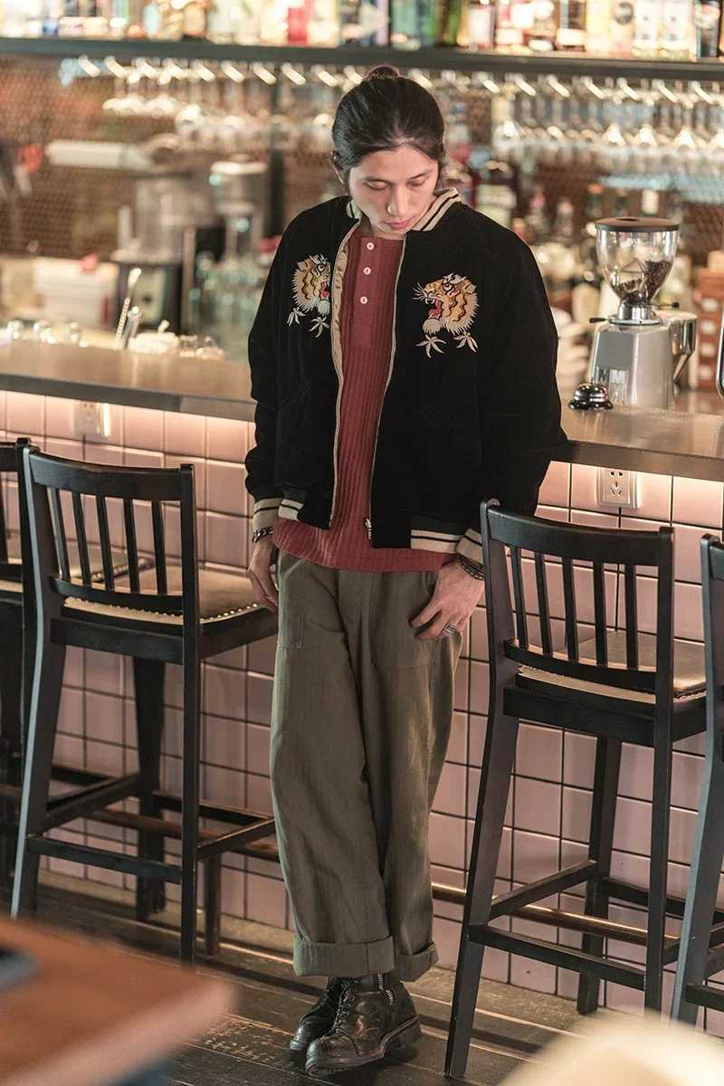 Non Stock Suka Reversible Souvenir Jacket Embroidered Sukajan Baseball Outerwear C260325