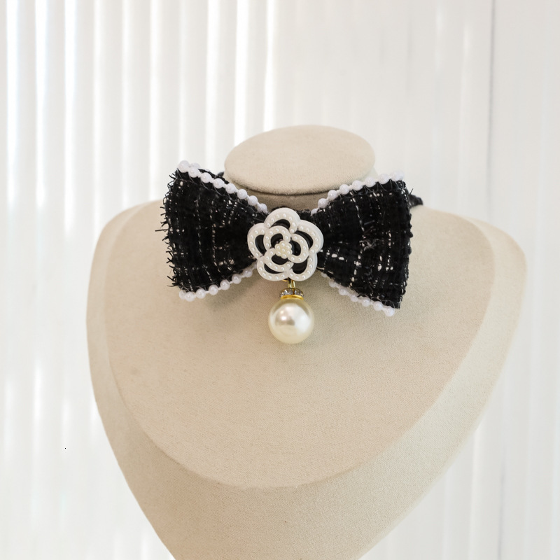 Pet Collar Pearl Camellia Bow Rose Flower Decor Princess Style Luxury Elegant For Kittens And Small Dogs