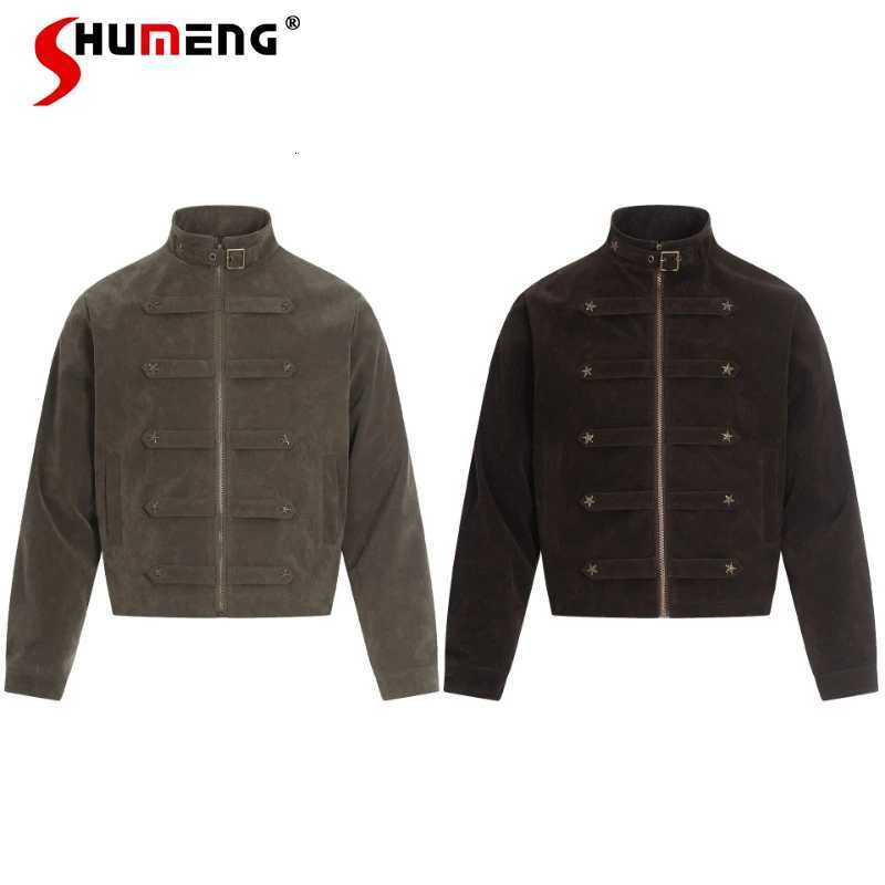 2026 Early Spring New Trendy Stand Collar Jacket Men Women Tooling Stylish Solid Color Tops Coats Chic Pocket Decoration Jackets C260325