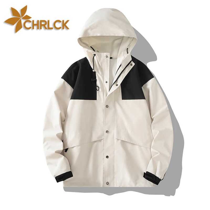 CHRLCK Mens Waterproof Hiking s Women Windproof Splicing Windbreakers Fashion Fishing Camping Trekking Unisex M260325