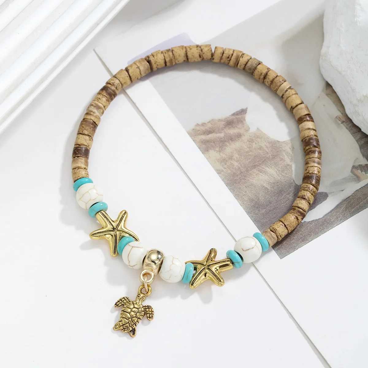 Bohemia Beach Sea Turtle Shaped Charm Beaded Anklets for Women Starfish Ankle Woman Sandals Leg Chain Foot Jewelry H260325 - view 3