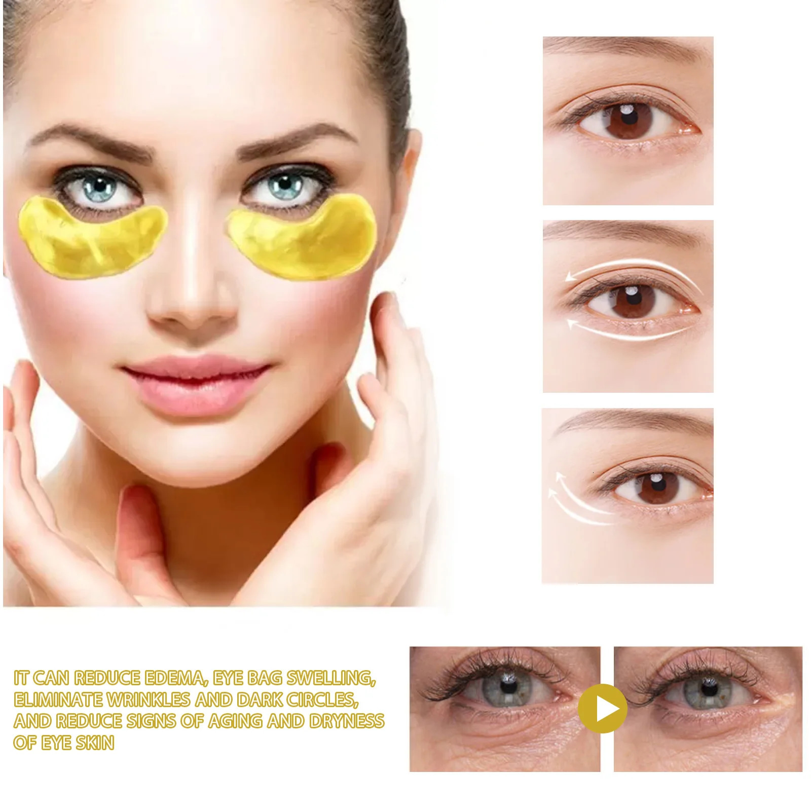 24k Gold Under Eye Patches Pure Gold Anti-Aging Under Eye Mask Removal Eyebags Moisturizing Firming Eye Patches Anti Dark 60pcs 260318