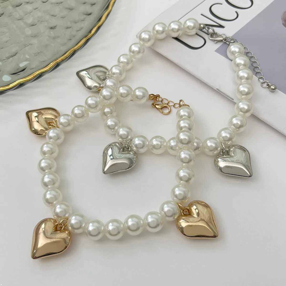 2Pcs/Set CCB Imitation Pearl Beads Adjustable Creative Anklets Jeans Chain Temperament Decoration Heart Pendant Anklet Jewelry H260325 - view 6
