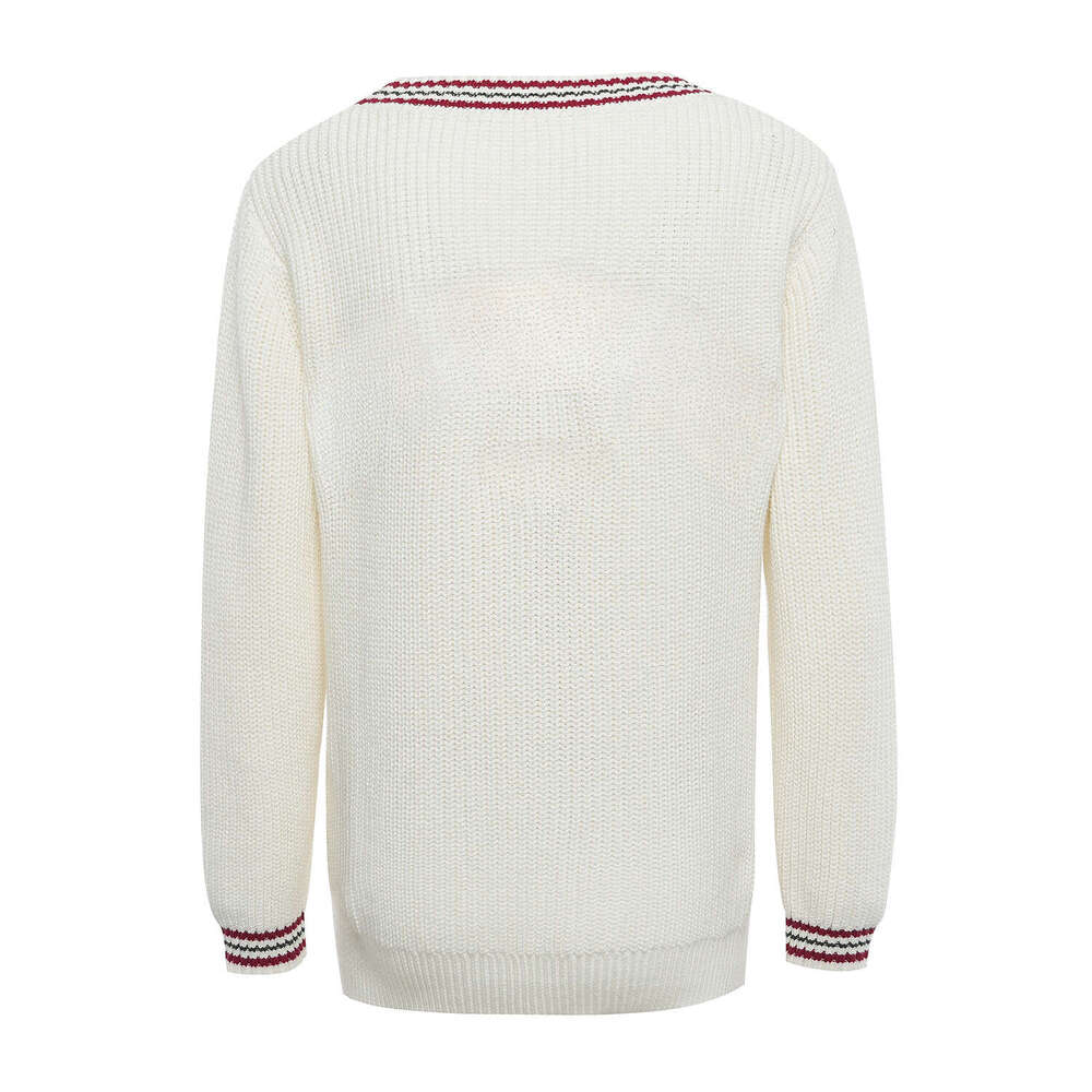 2026 autumn new designer color blocked V-neck soft s4 casual loose long sleeved knitted cardigan jacket