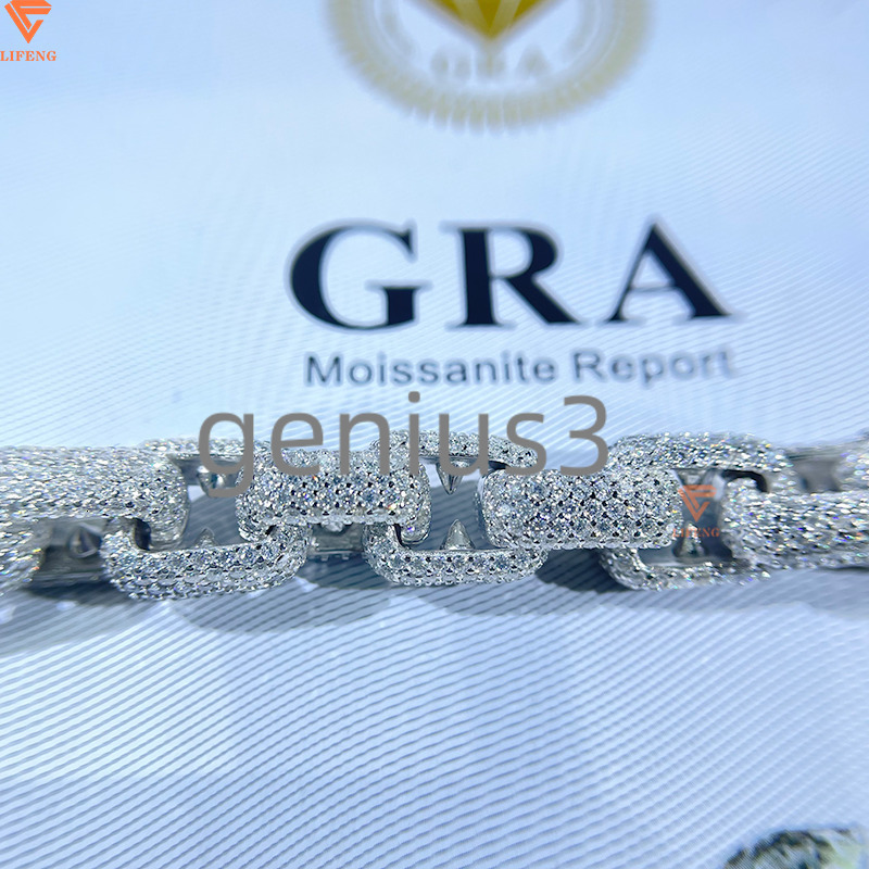 10mm Infinity Link Chain Moissanite Necklace 925 Sterling Silver VVS Moissanite Diamond Gra Necklace Men Hip Hop Jewelry Men - view 6