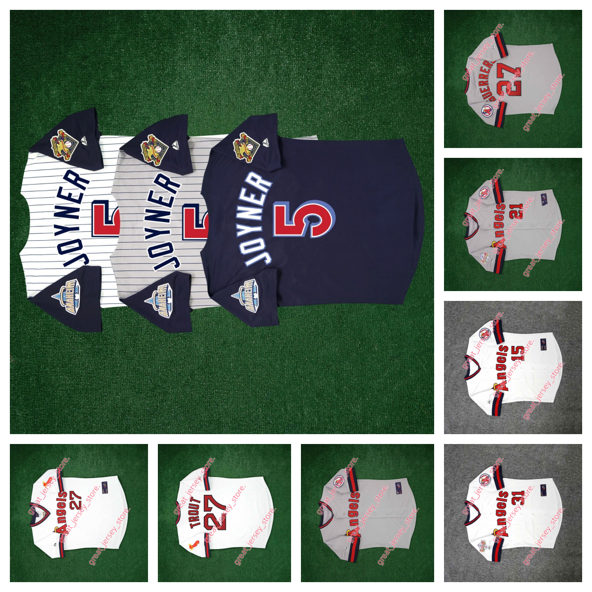 Maglie Da Baseball Del Ritorno Al Passato Dei California Angels Jackson Wally Joyner Chuck Finley Chili Davis Wally Joyner Darin Erstad Mike Trout T-image
