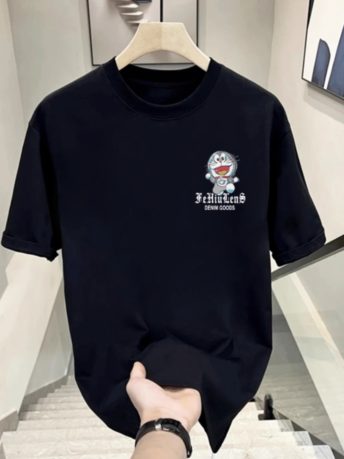 Premium Men's Wear New Chinese Streetwear Cotton T-Shirts | Designer Graphic Print Crew Neck INS Trendy Tops
