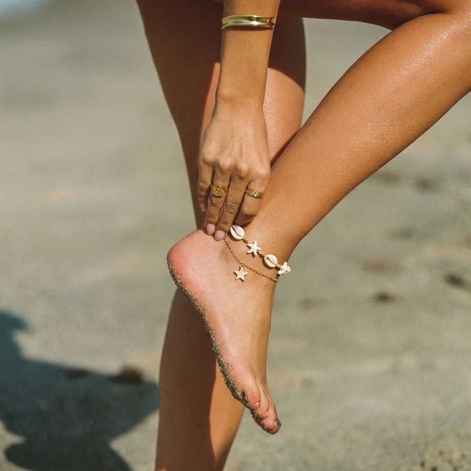 Boho Cowrie Shell Starfish Anklet for Women Multilayer Gold Chain Beach Foot Jewelry Summer Vacation Accessories H260325 - view 3
