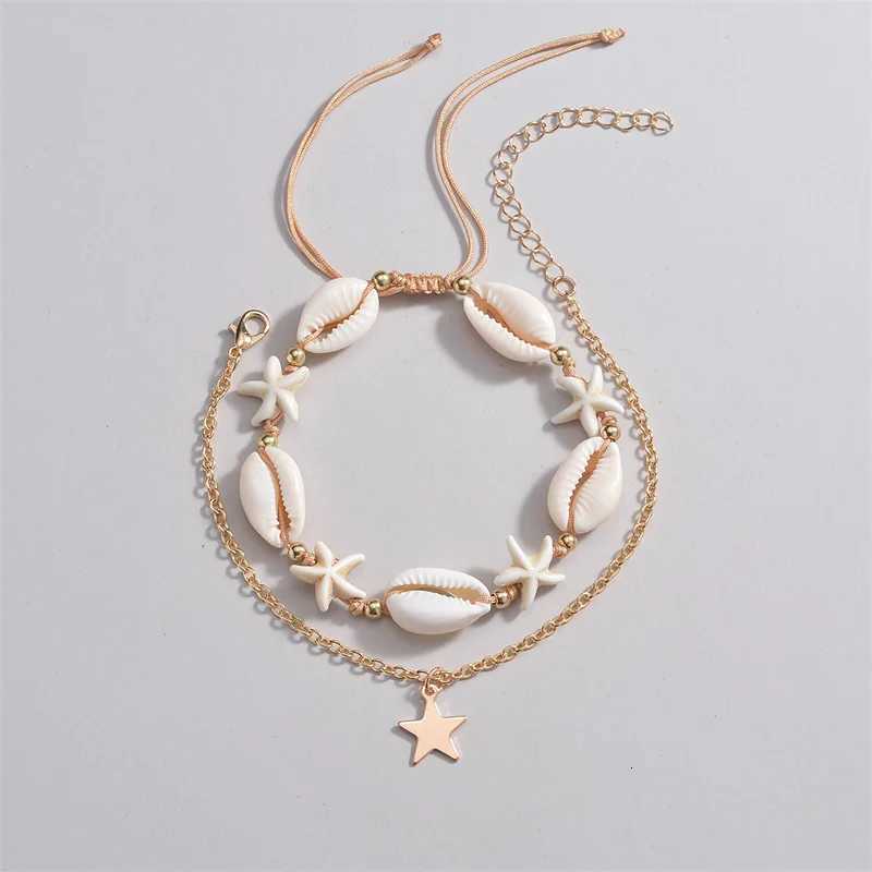 Boho Cowrie Shell Starfish Anklet for Women Multilayer Gold Chain Beach Foot Jewelry Summer Vacation Accessories H260325 - view 6