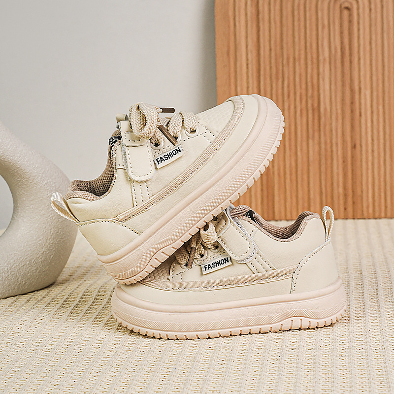 Kids Fashion Sneakers Black Beige Easy On/Off Toddler Shoes Lightweight Breathable Non-Slip Kids Walking Shoes for Play & School Free shipping