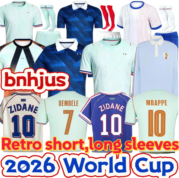 2026 World Cup French Home MBAPPE Soccer Jerseys BENZEMA GIROUD GRIEZMANN SALIBA PAVARD KANTE POGBA THURAM KOLO 25 26 Maillot De Foot Equipe Football Shirt Kids