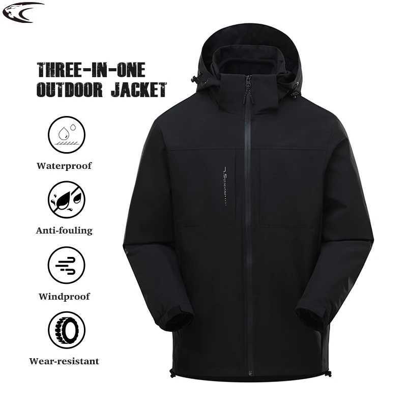 LNGXO 3-in-1 Fleece Waterproof Mens Womens Winter Coat for Hiking Climbing Camping Skiing Warm Windproof Windbreaker M260325