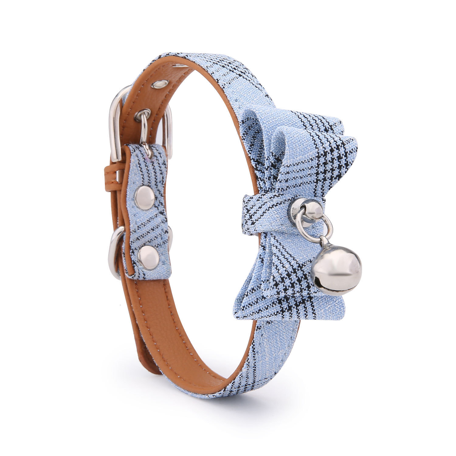 Pet Collar Bowknot Design Diagonal Stripes With Cute Bell Comfortable Adjustable For Cats Small Dogs
