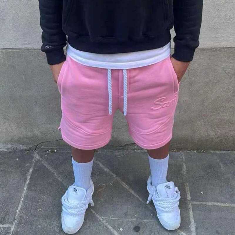 Men's Shorts Summer shorts Letter Embossed Solid for Clothing Pink Hip Hop Vintage Sweatpants Men Shorts Casual Fashion Unisex Gym Baggy Pants Fr