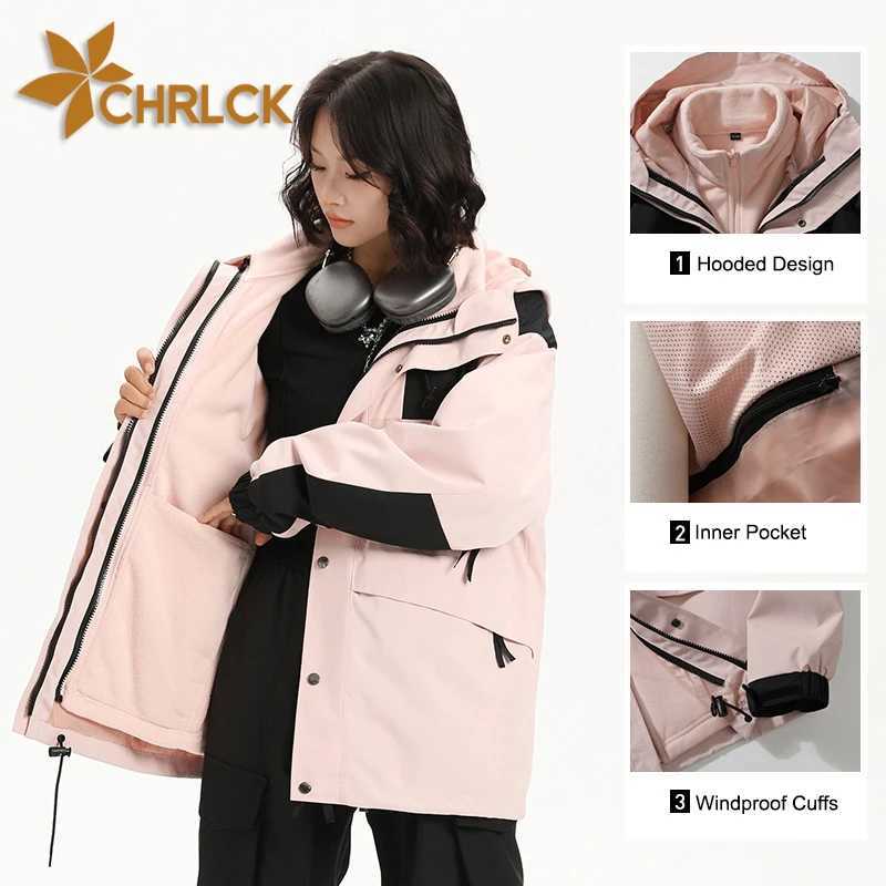 CHRLCK Mens Waterproof Hiking 3 IN 1 s Winter Warm Windproof Splicing Windbreakers Women Camping Trekking Unisex M260325