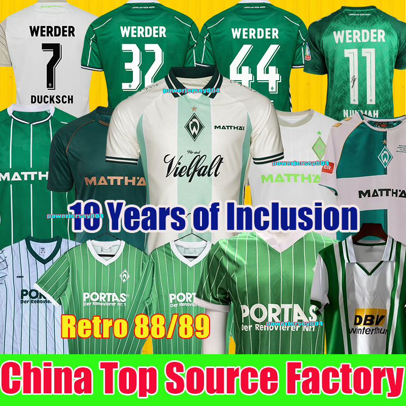 25 26 Werder Bremen Jerseys 2025 2026 football shirts men kids shirt retro 01 jerseys 94 95 Bremen jerseys retro 96 97 Trikot FRIEDL SCHMID STAGE MBANGULA