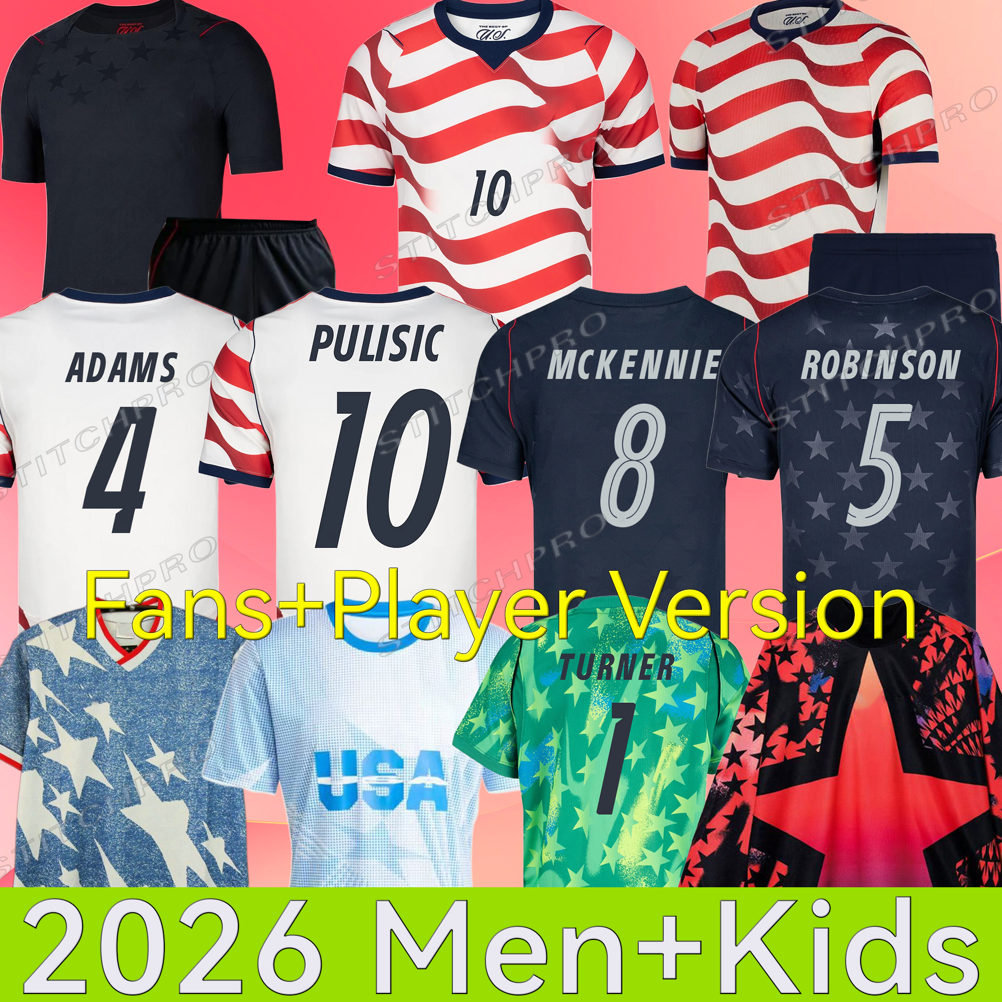 usa soccer jersey 2026 PULISIC MCKENNIE Lifestyle Retro goalkeeper pre match Football Shirt States World Cup USA socerjersey 2026 USMNT Men kids Kit