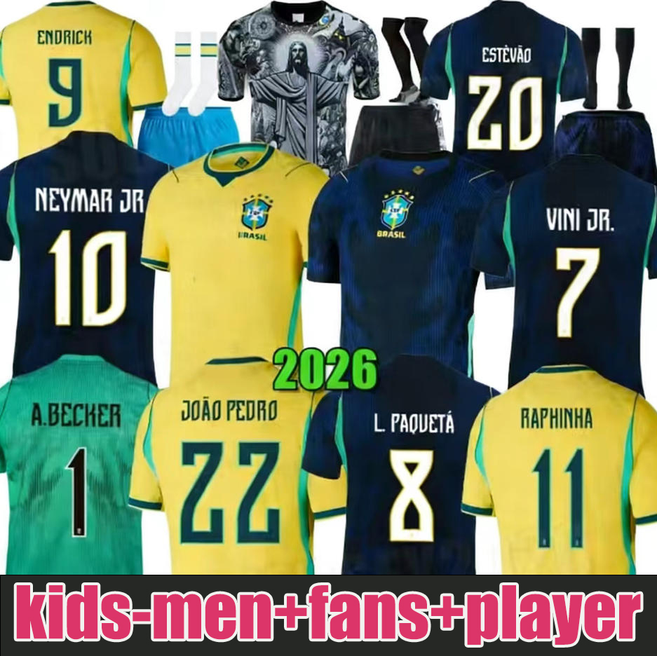 2025 2026 World Cup BRAZILS soccer jerseys Camiseta de futbol PAQUETA RAPHINHA 25 football shirt maillots VINI JR 2024 brasil RICHARLISON men kids NEYMAR JR Uniforms