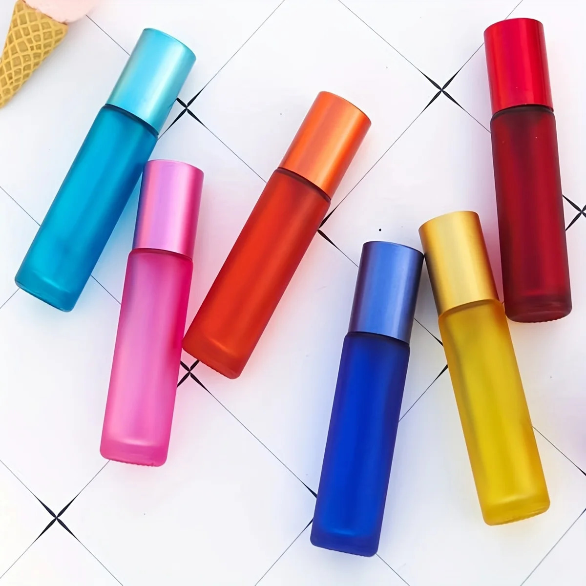 High-grade Colorful Frosted Roll on Bottles Thick Glass Massage Roller Bottles Tube Vials Containers for Essential Oils Aromrap 260318