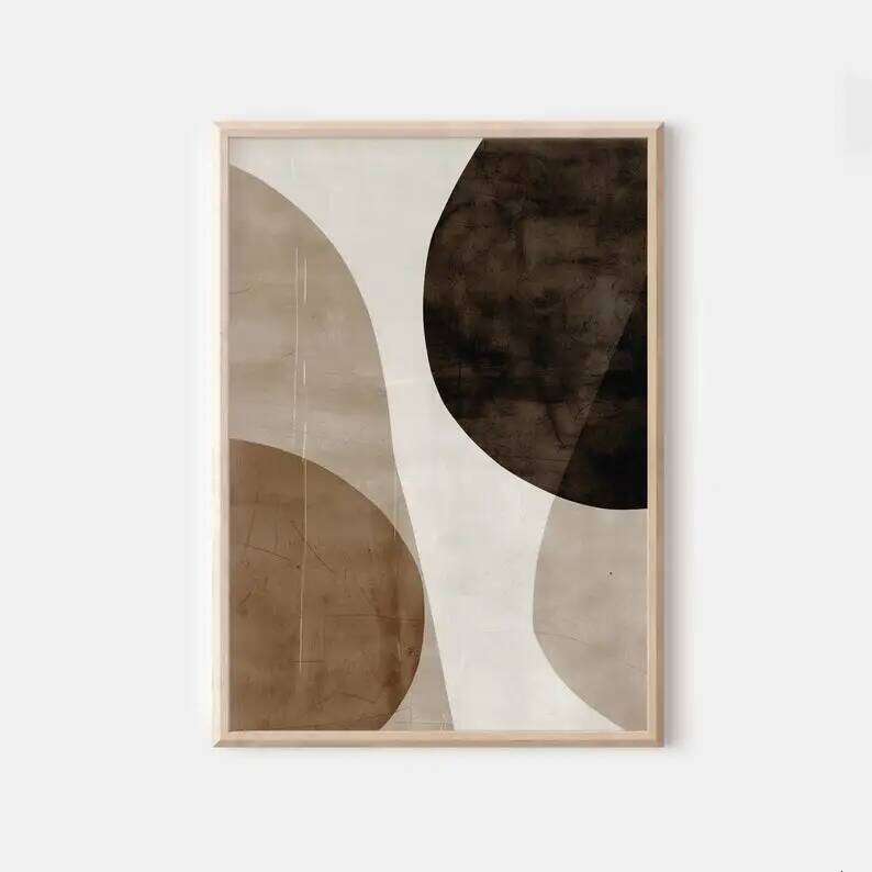 3pcs Abstract Emerald Beige Organic Shape Canvas Art, Unframed Brown Gallery Wall Decor, Living Room and Bedroom Decortion 26Y0325