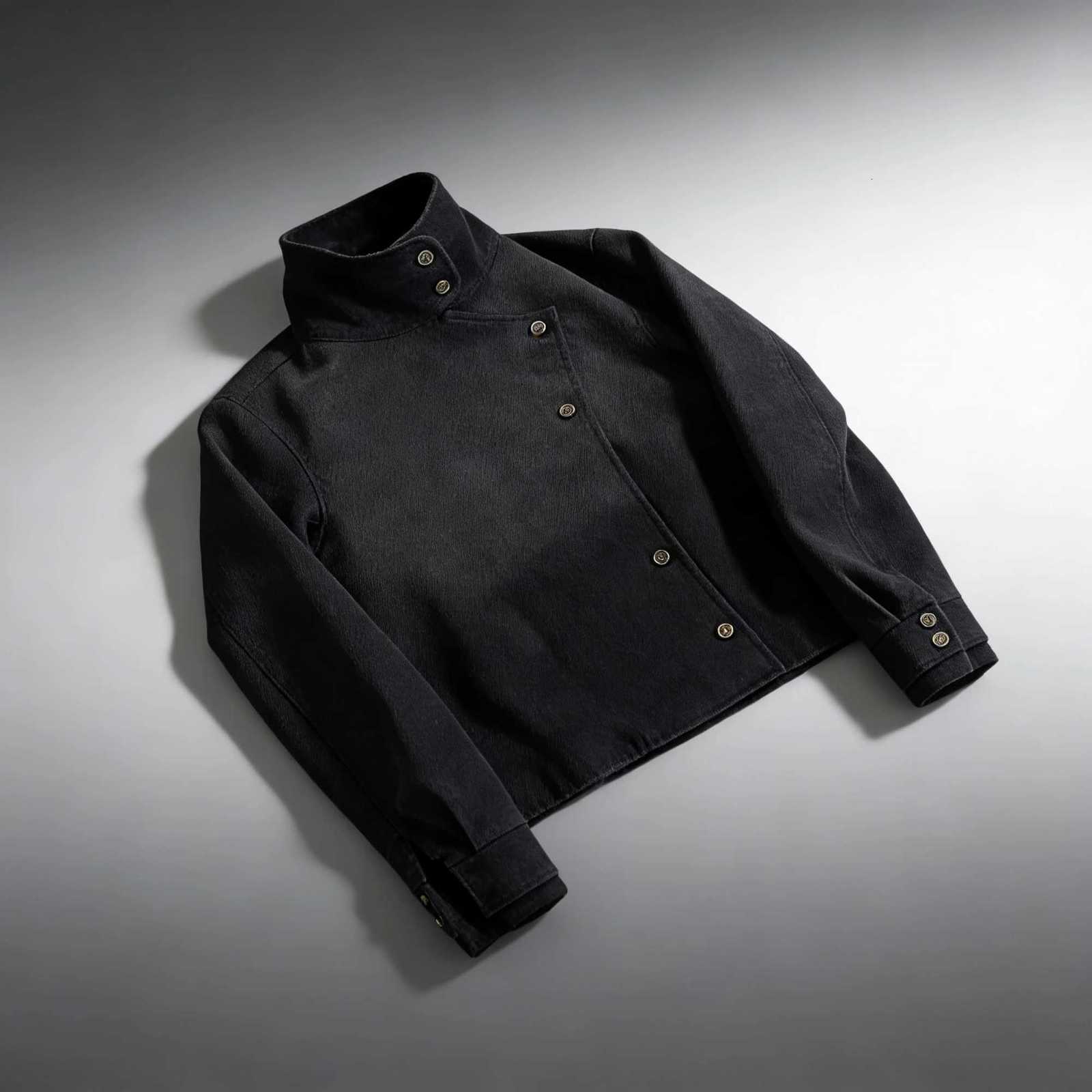 Y2K Harajuku Retro Functional Style Slant Collar Jacket Men Women Gothic Stand Collar Easy Jacket Street Fashion Black Jacket C260325