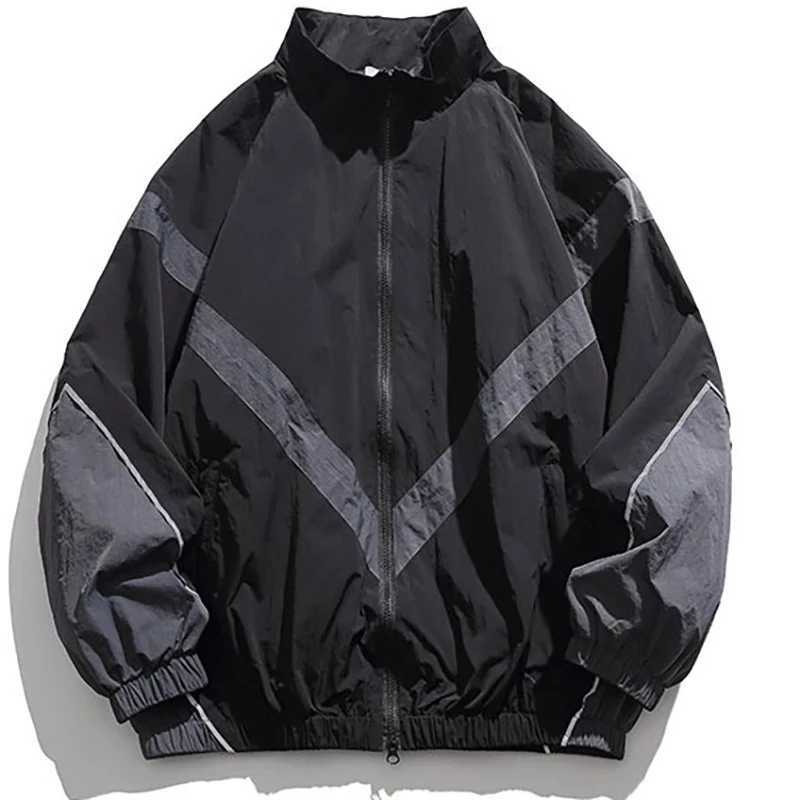 Zipper Pocket Outdoor Waterproof Windbreake Men Spring Autumn Casual Loose Fit Versatile Stand Collar Reflective M260325