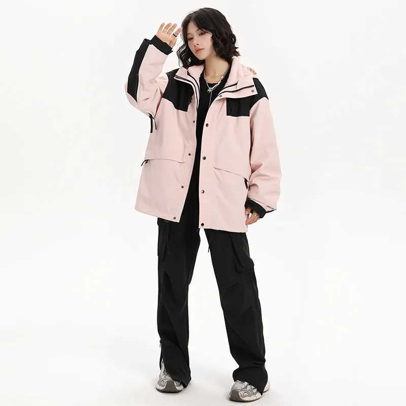 CHRLCK Mens Waterproof Hiking 3 IN 1 s Winter Warm Windproof Splicing Windbreakers Women Camping Trekking Unisex M260325