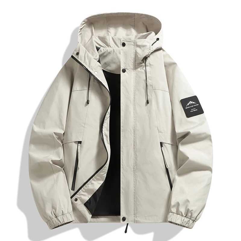 Spring Autumn Men Waterproof Cargo Multi Pocket Man Sports Outdoor Tactical Zip Coat Male Hooded Casual Windproof s M260325