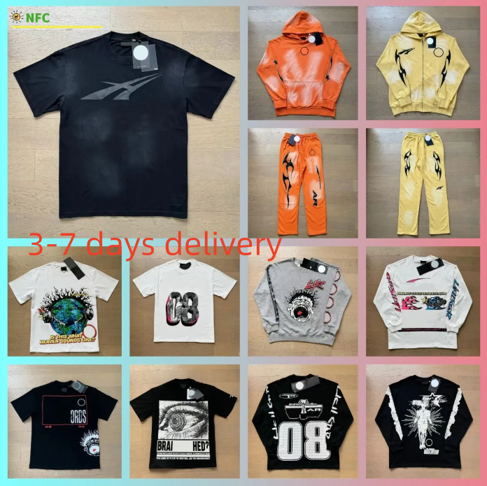 Helles Starly Shirt designer t shirt mens tshirt High Quality hoodie Streetwear Hip Hop Fashion polo T Shirt Unisex Shorts Sleeve Tshirts Tops High Street Retro S-XL