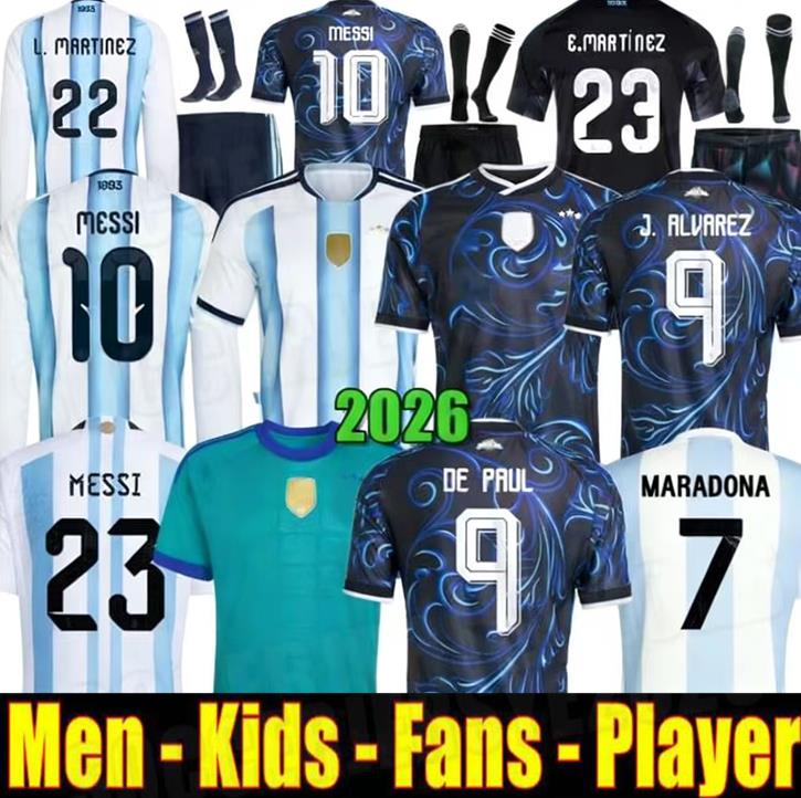 Argentinas Jersey 2026 World Cup Soccer Jerseys Long Sleeves 26 27 GARNACHO DE PAUL Maillot Retro Football Shirts Tops Men Kit Kids Goalkeeper Training