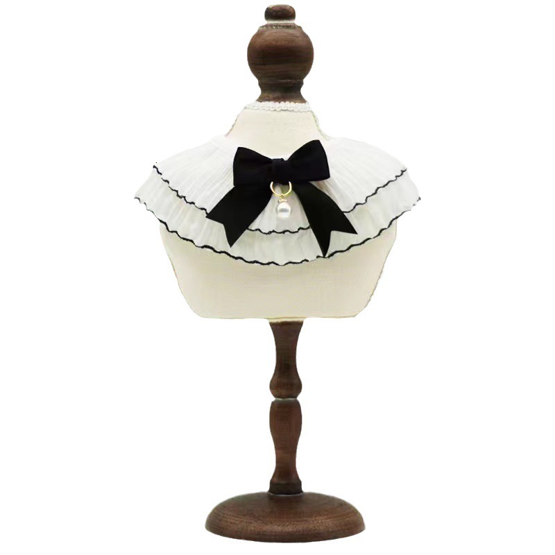 Pet Collar Bib Drool Towel Scarf Lace Bow Tie Collar Soft Decorative For Large Medium Small Dogs And Cats with White Camellia