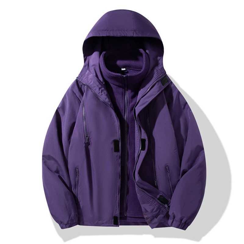 Autumn Winter New 3-in-1 Outdoor Warm Hooded Waterproof Two Piece Set Cozy Windbreaker Mountaineering Series Coat M260325