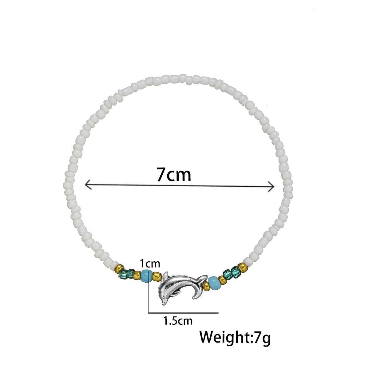 Bohemian style colorful rice beads mixed with little dolphin beach womens anklet H260325 - view 5