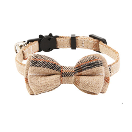 British Style Plaid Pet Collar Set With Bowknot And Bell Comfortable Adjustable For Cats And Small Dogs