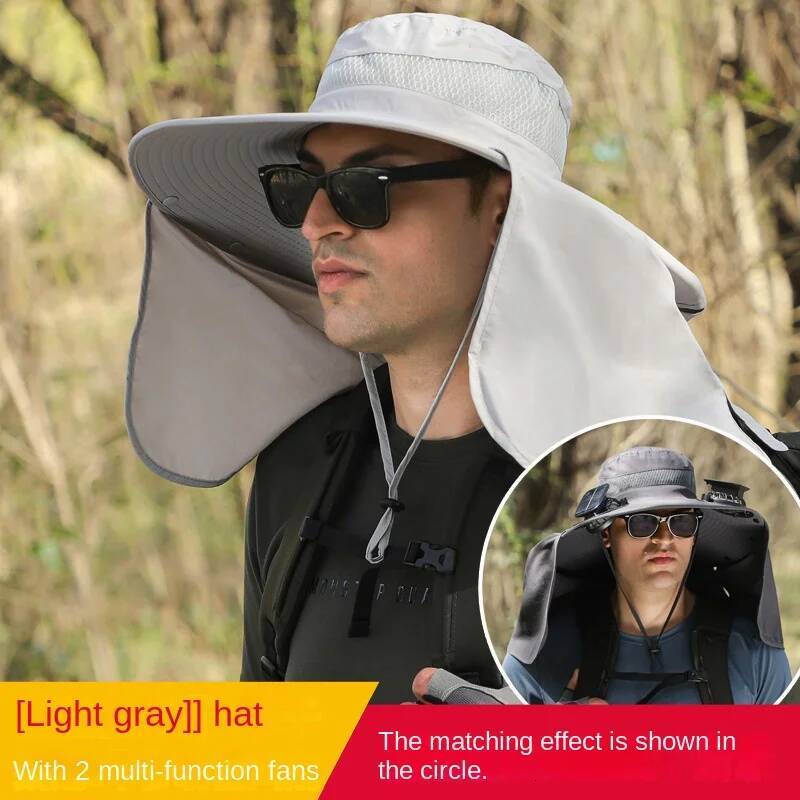 Fisherman Sombrero Summer Men Outdoor Fan Cap multi-purpose Rechargeable Wind Power Hat Brim Mountaineering Big ddmynov