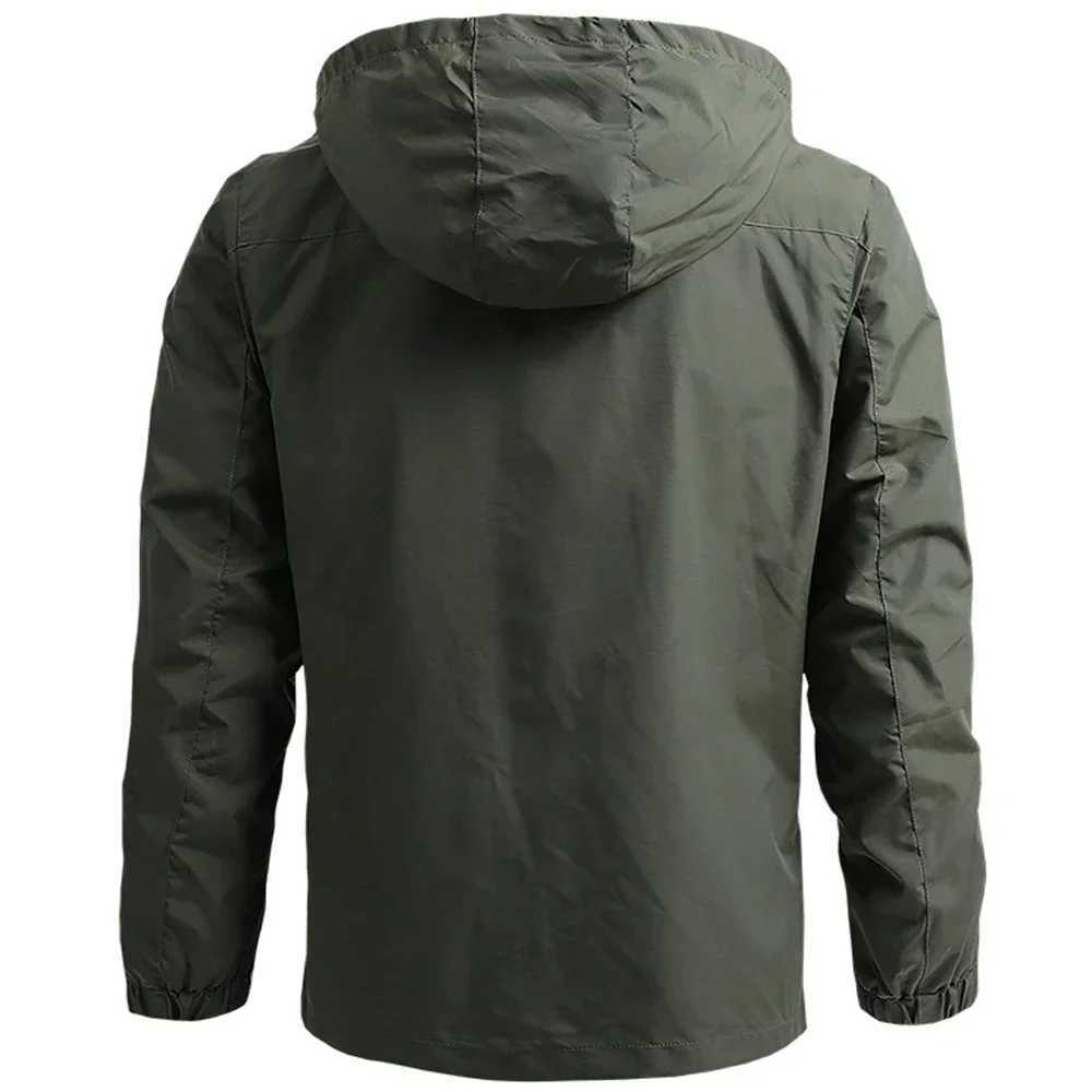Windbreaker Men Tactical Waterproof Outdoor Hooded Coat Sports Military European Size M-7XL Field Climbing Thin Outwear M260325
