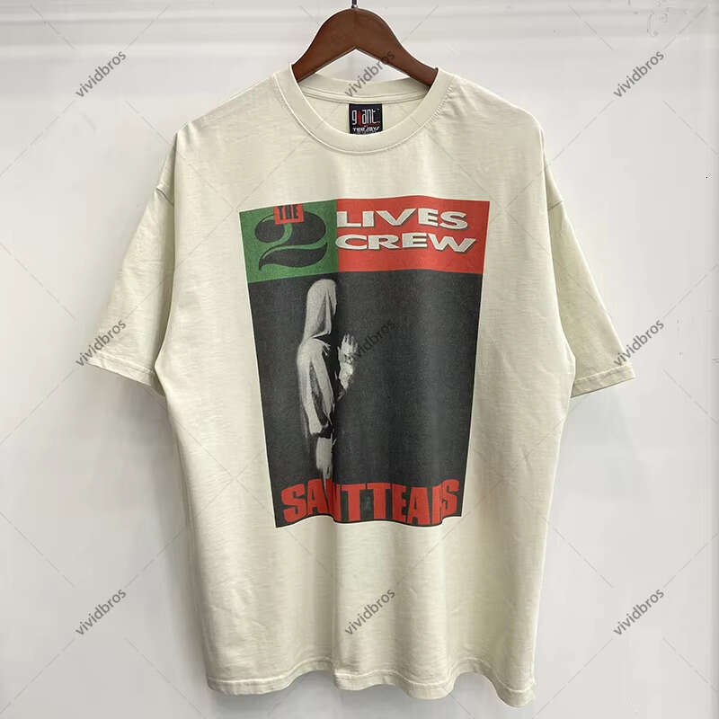 Summer Hip Hop Graphics Print T-Shirt Men Women Best Quality Cotton Oversized T Shirt Vintage Washed Cement White Tee