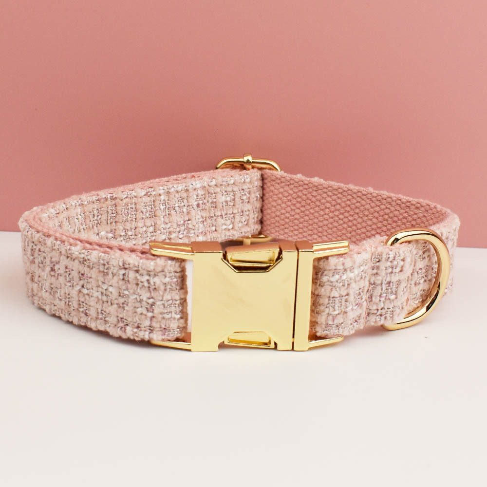 Pet Collar Set Light Camellia Style Luxury Vest Dog Leash Set Engravable Durable For Small Dogs Cats Pink Color