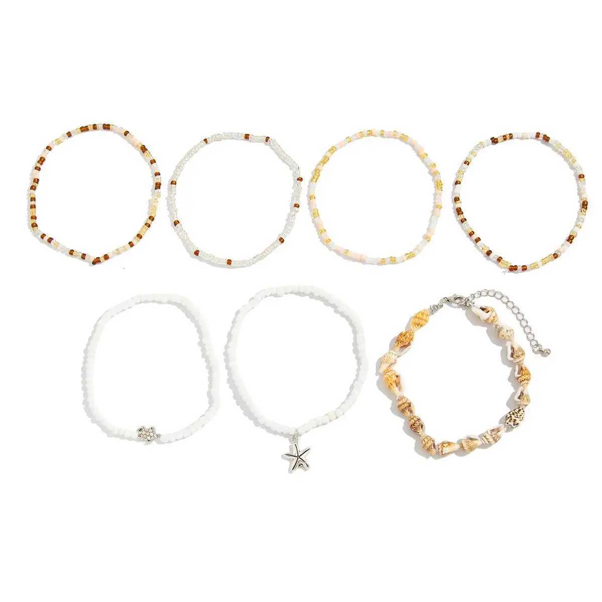 Ingemark Y2K Boho Starfish Conch Pendant Anklet for Women Summer Beach Vintage Rice Beads Ankle Barefoot Chain Foot Jewelry Set H260325 - view 6