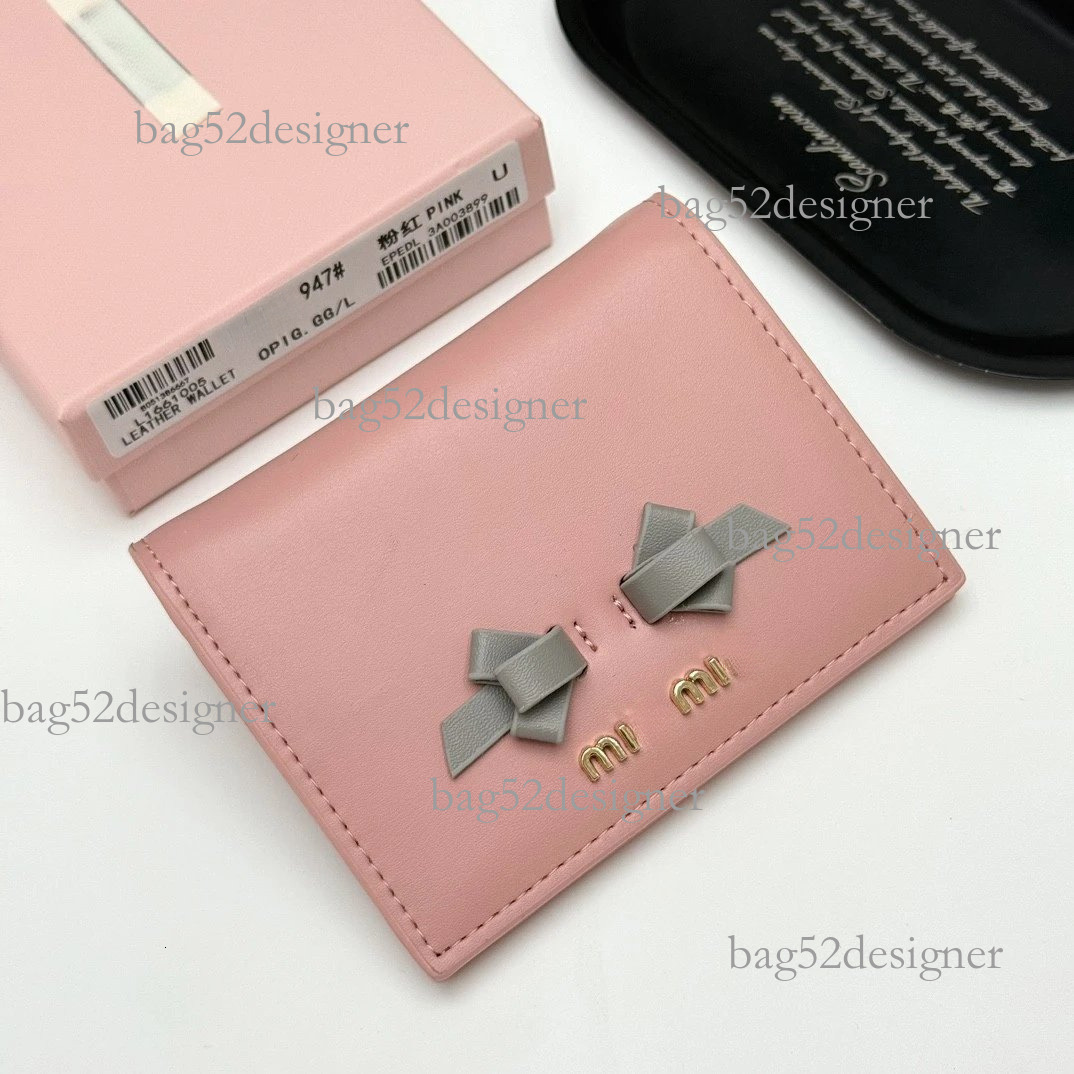 Designer Luxury bag Miu Large Money Clip Bowknot New M Brand Top Layer Cowhide Foldable Coin Purse Card Holder Off Wallet