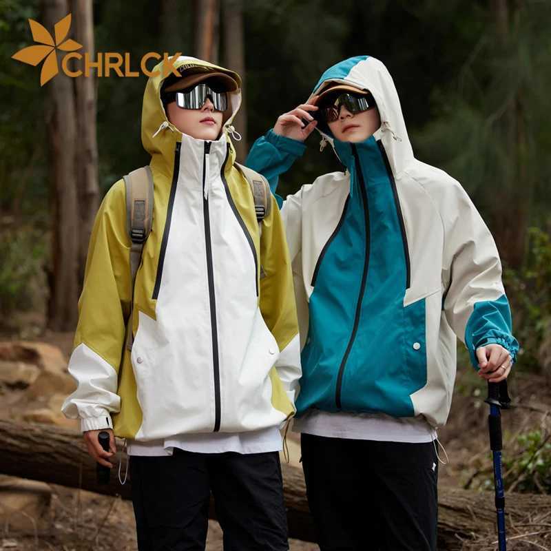 CHRLCK Mens Waterproof Hiking s Windproof Splicing Windbreakers Women Breathable Fishing Camping Trekking Unisex a05 M260325