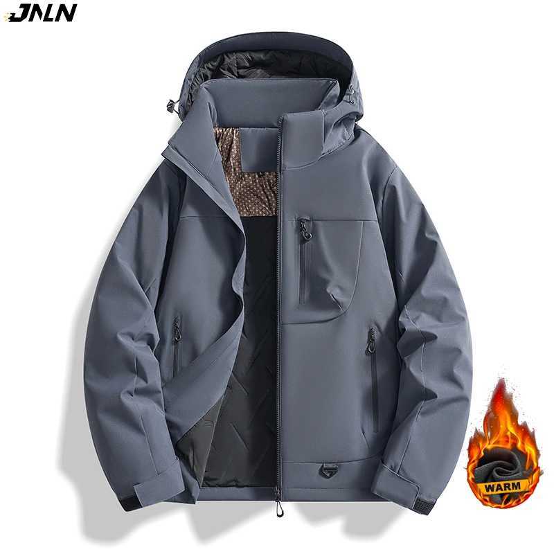 JNLN Men Waterproof Fleece Graphene Inner Winter Windproof Thermal Windbreaker Hiking Camping Skiing Climbing Raincoat M260325