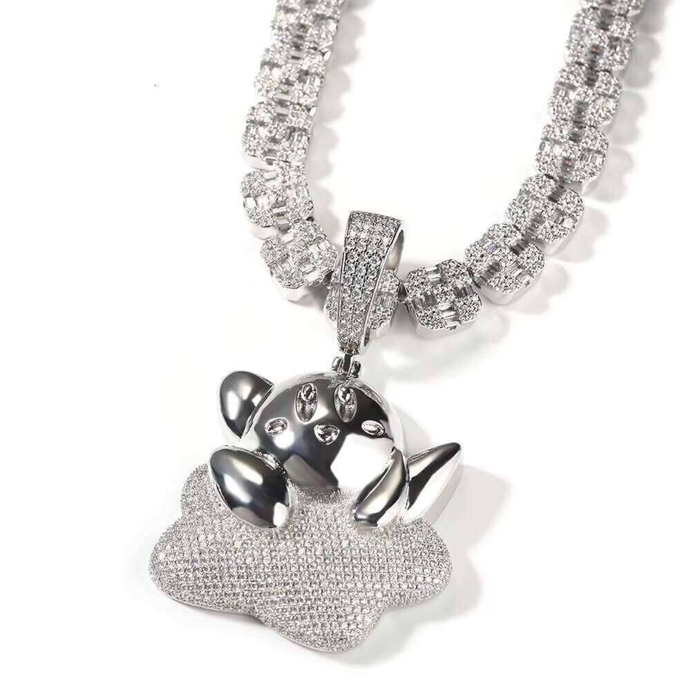 Hip Fashion Hop Iced Out Copper Inlaid Vvs Moissanite Necklace Full Diamond Rhodium Plated Cute Cartoon Pendant Charm For Women Men Jewelry
